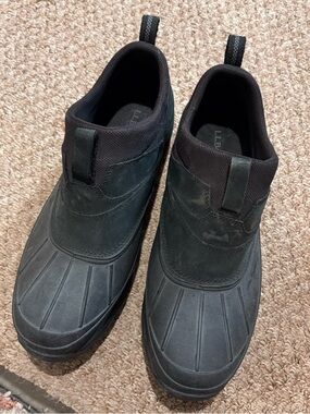 L.L. Bean Black Slip-On Waterproof Rain & Snow Boots